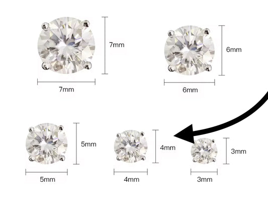 4 mm Moissanite Diamond Earring Screw Back